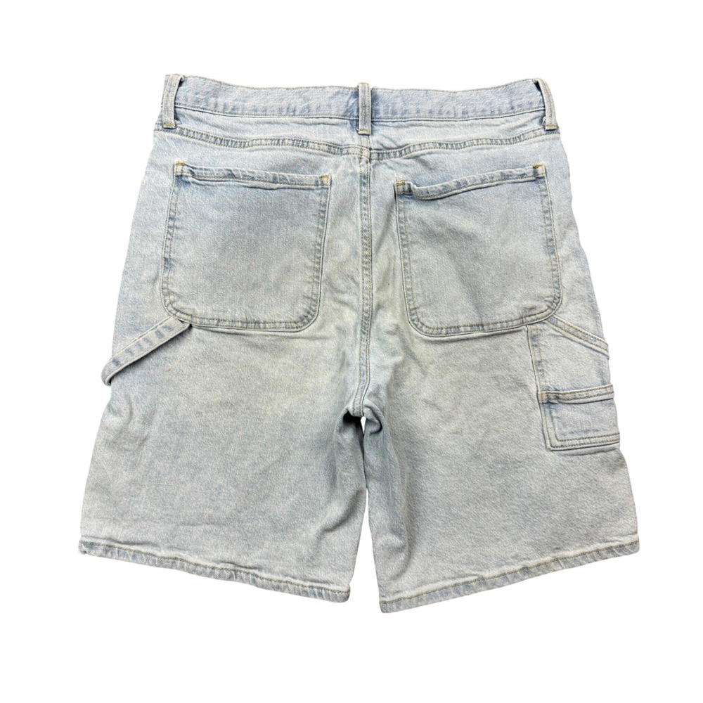 RSQ Carpenter Jorts Mens 31 Light Wash Denim Utility Shorts 8" Baggy Skater